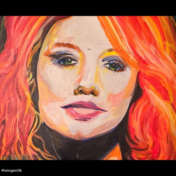 ▪️VTG▪️OOAK 18" X 24" TORI AMOS Artisan Acrylic Painting On Stretched Canvas - Picture 3 of 7